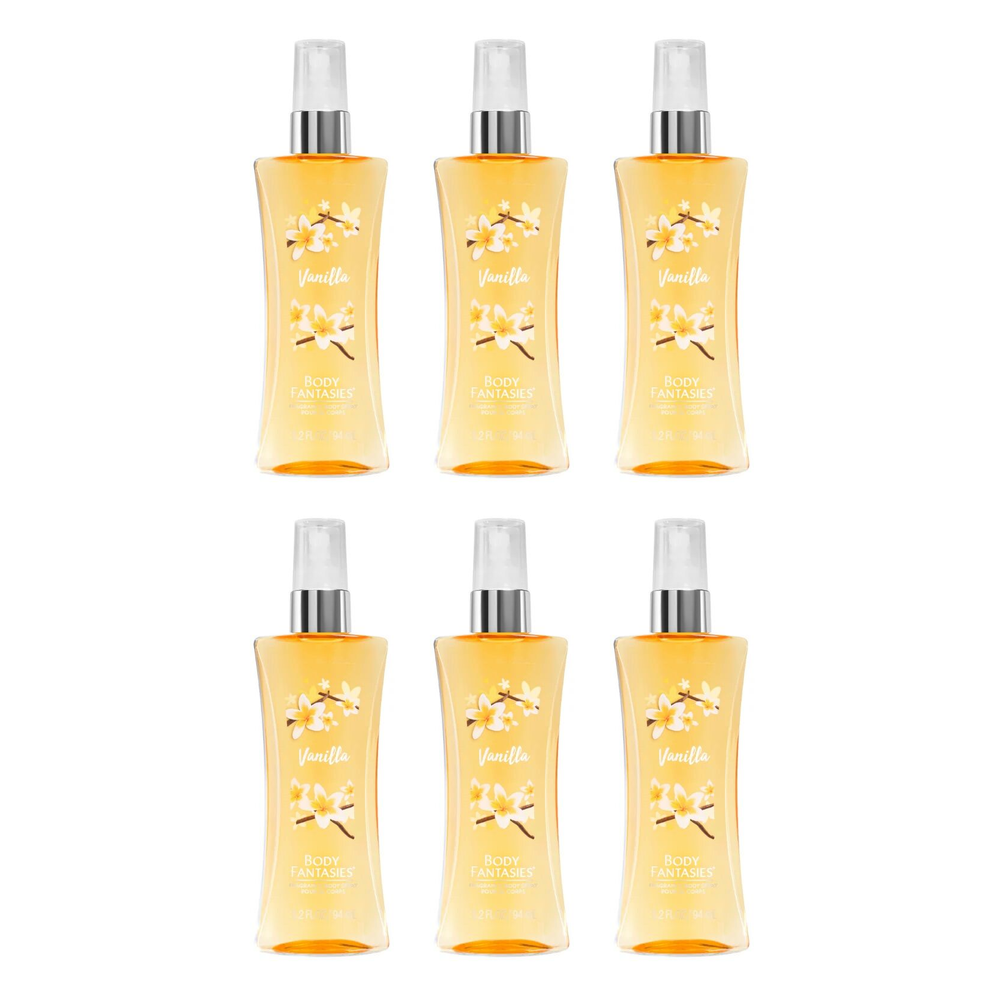 Body Fantasies Vanilla Body Spray 94ml Bundle of 6