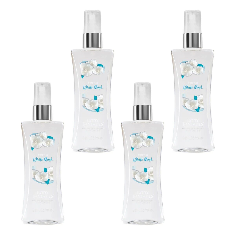 Body Fantasies White Musk Fragrance Body Spray 94ml Bundle of 4