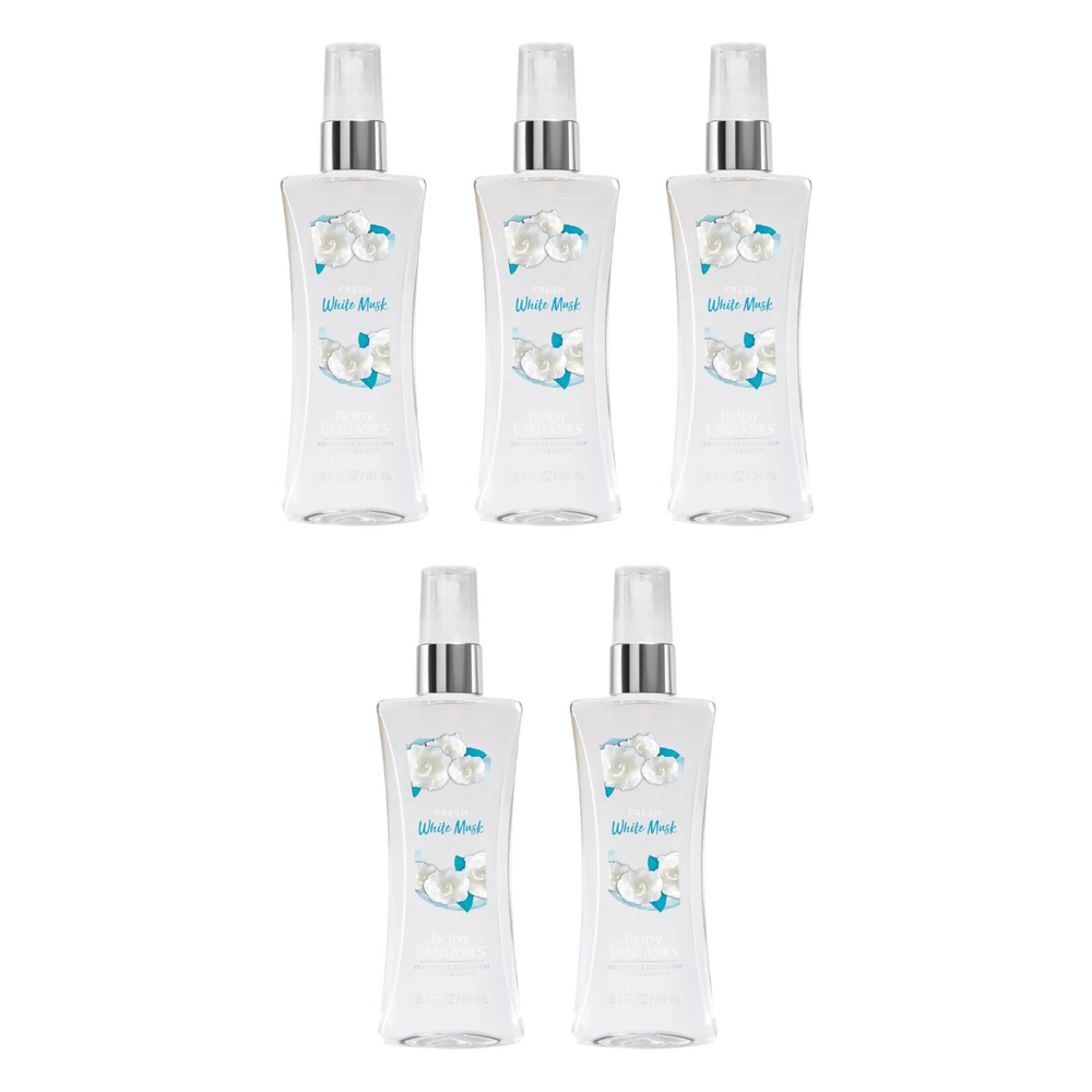 Body Fantasies White Musk Body Spray 94ml Bundle of 5