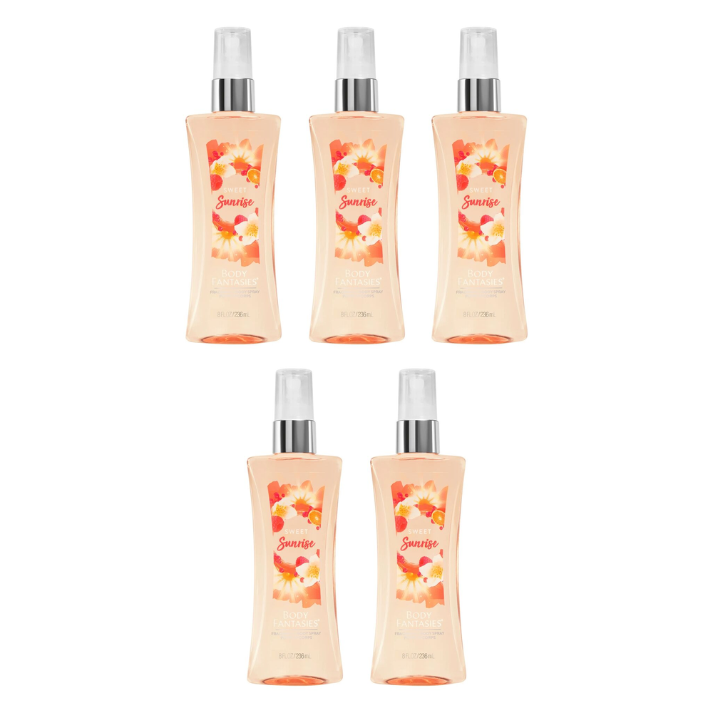 Body Fantasies Sweet Sunrise Fragrance Body Spray 5 Pack 236ml Each