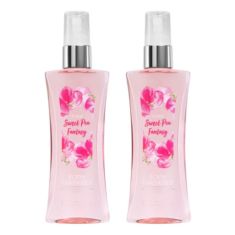 Body Fantasies Pink Sweet Pea Fantasy Body Spray 236ml Bundle of 2