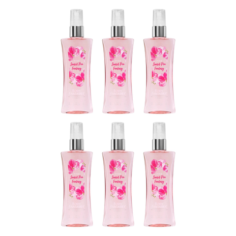 Body Fantasies Pink Sweet Pea Fantasy Body Spray 236ml Bundle of 6