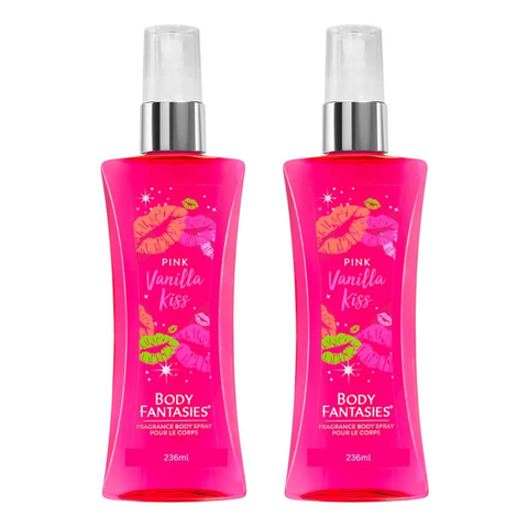Body Fantasies Pink Vanilla Kiss Body Spray 236ml Bundle 2 Pack