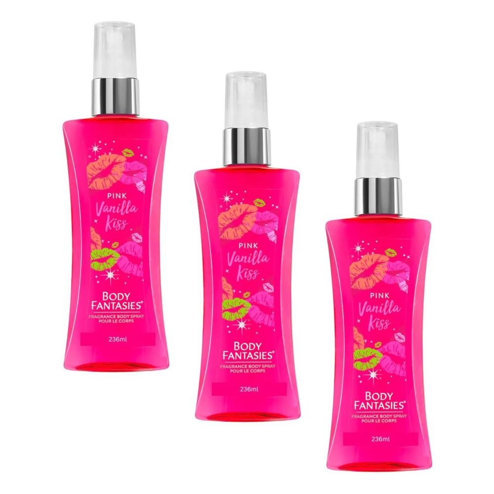 Body Fantasies Pink Vanilla Kiss Body Spray 236ml Pack of 3