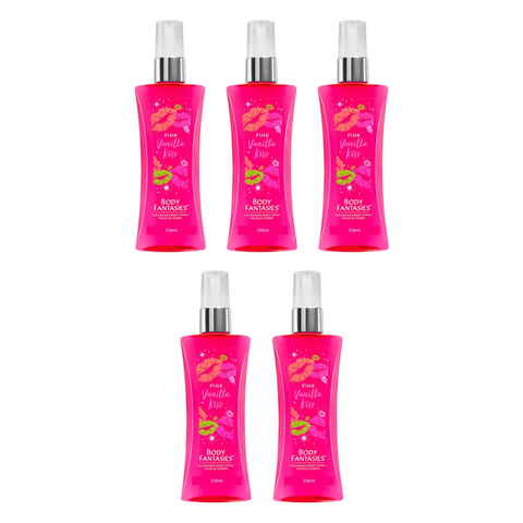 Body Fantasies Pink Vanilla Kiss Body Spray 236ml 5 Pack