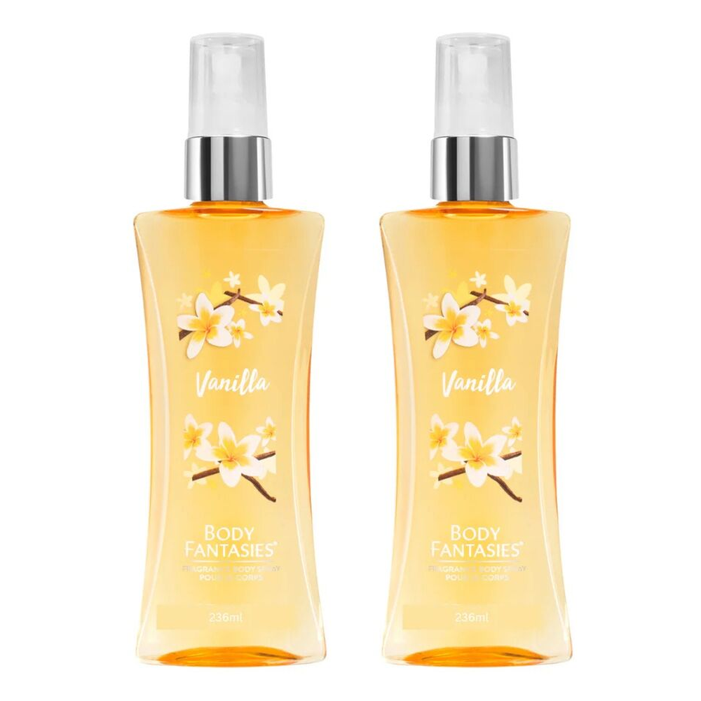 Body Fantasies Vanilla Body Spray 236ml Bundle of 2 Long Lasting Fragrance