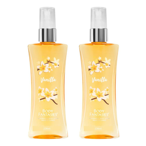 Body Fantasies Vanilla Body Spray 236ml Bundle of 2 Long Lasting Fragrance