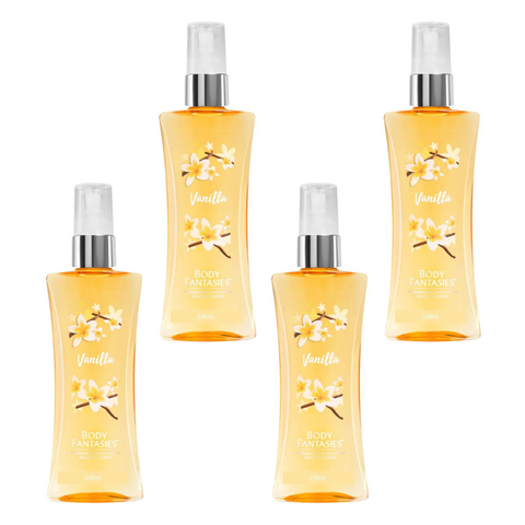 Body Fantasies Vanilla Fragrance Body Spray 236ml Bundle of 4