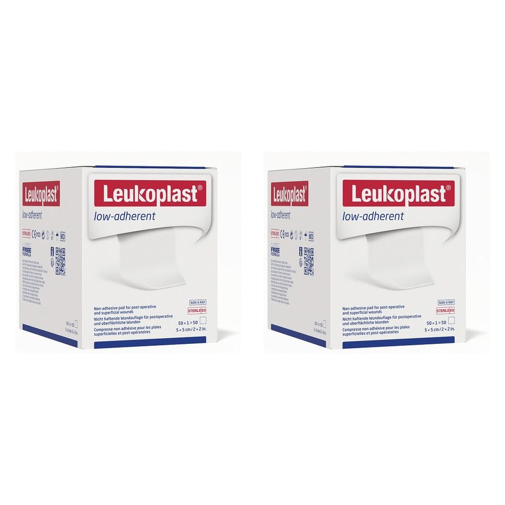 Leuko Leukoplast Low Adherent Sterile Dressing 5cm x 5cm Box of 50 Bundle of 2