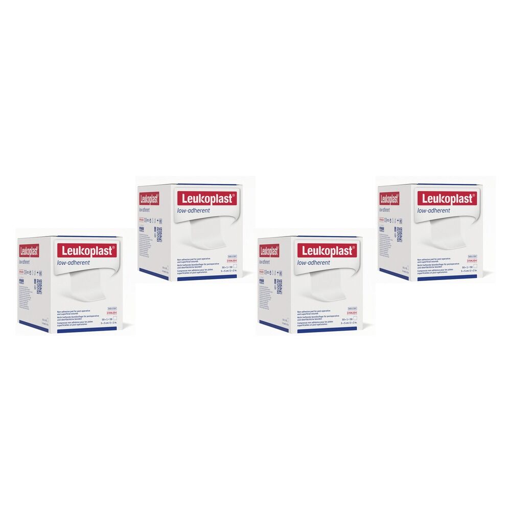 Leuko Leukoplast Low Adherent Sterile Dressing 5cm x 5cm Box of 50 Bundle of 4