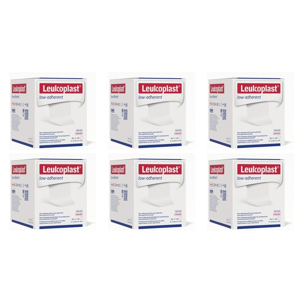 Leuko Leukoplast Low Adherent Sterile Dressing 5cm x 5cm Box of 50 Bundle of 6