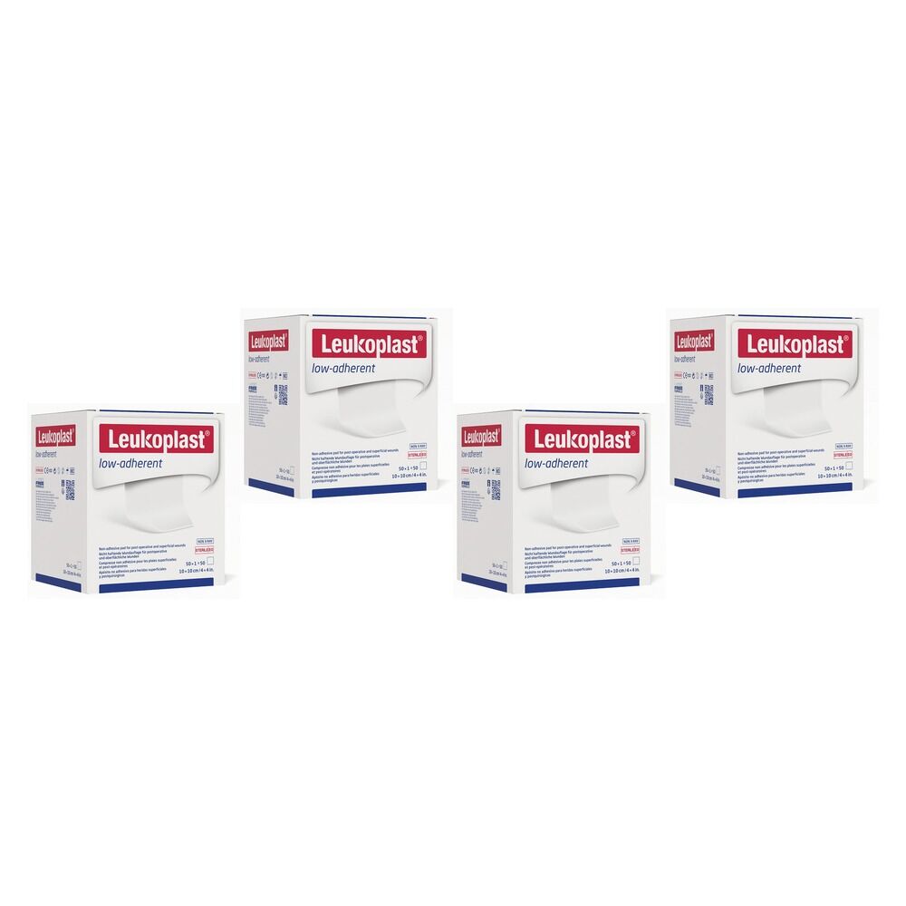 Leuko Leukoplast Low Adherent Sterile Dressing 10cm x 10cm Box of 50 Bundle of 4