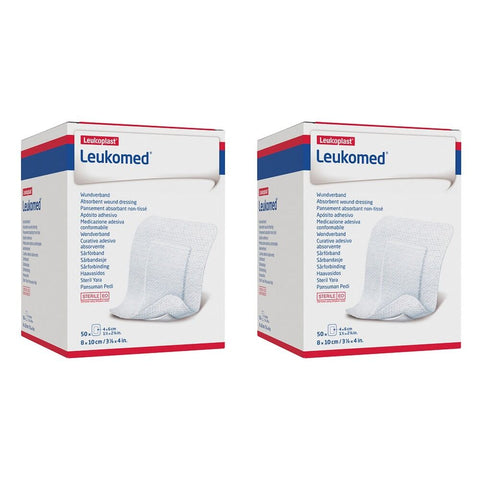 Leuko Leukomed T Sterile Wound Dressing 8cm x 10cm White 50 Pack Bundle of 2