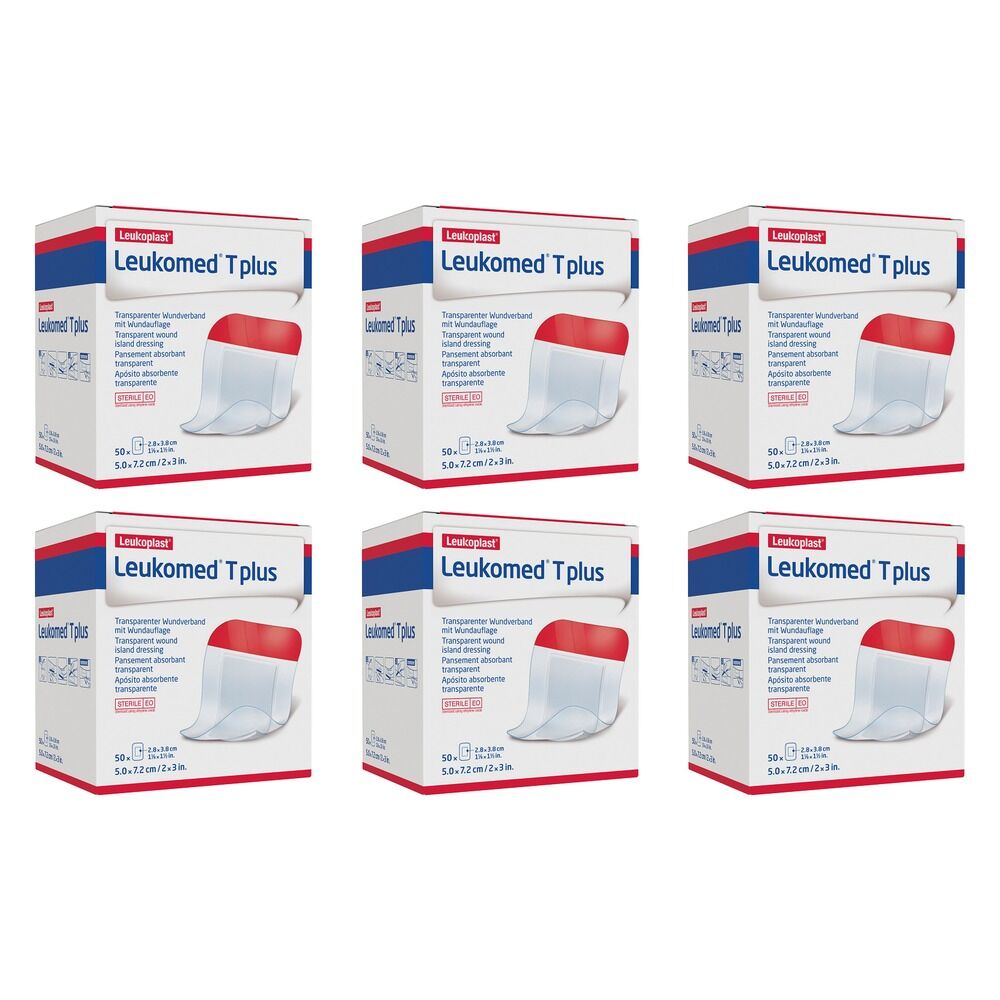Leuko Leukomed T Plus Sterile Transparent Film Dressing 5cm x 7.2cm Bundle of 6