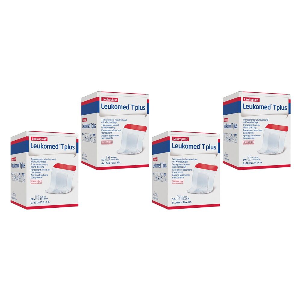 Leuko Leukomed T Plus Sterile Transparent Film Dressing 8cm x 10cm Bundle of 4