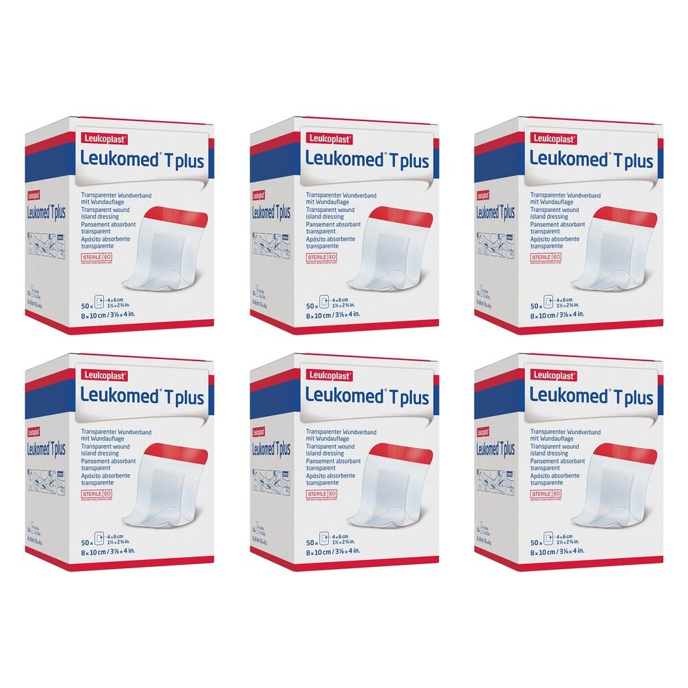 Leuko Leukomed T Plus Sterile Transparent Film Dressing 8cm x 10cm Bundle of 6