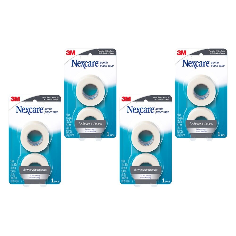 Nexcare Gentle Paper Tape 25.4mm x 9.1m 2 Pack Bundle of 4
