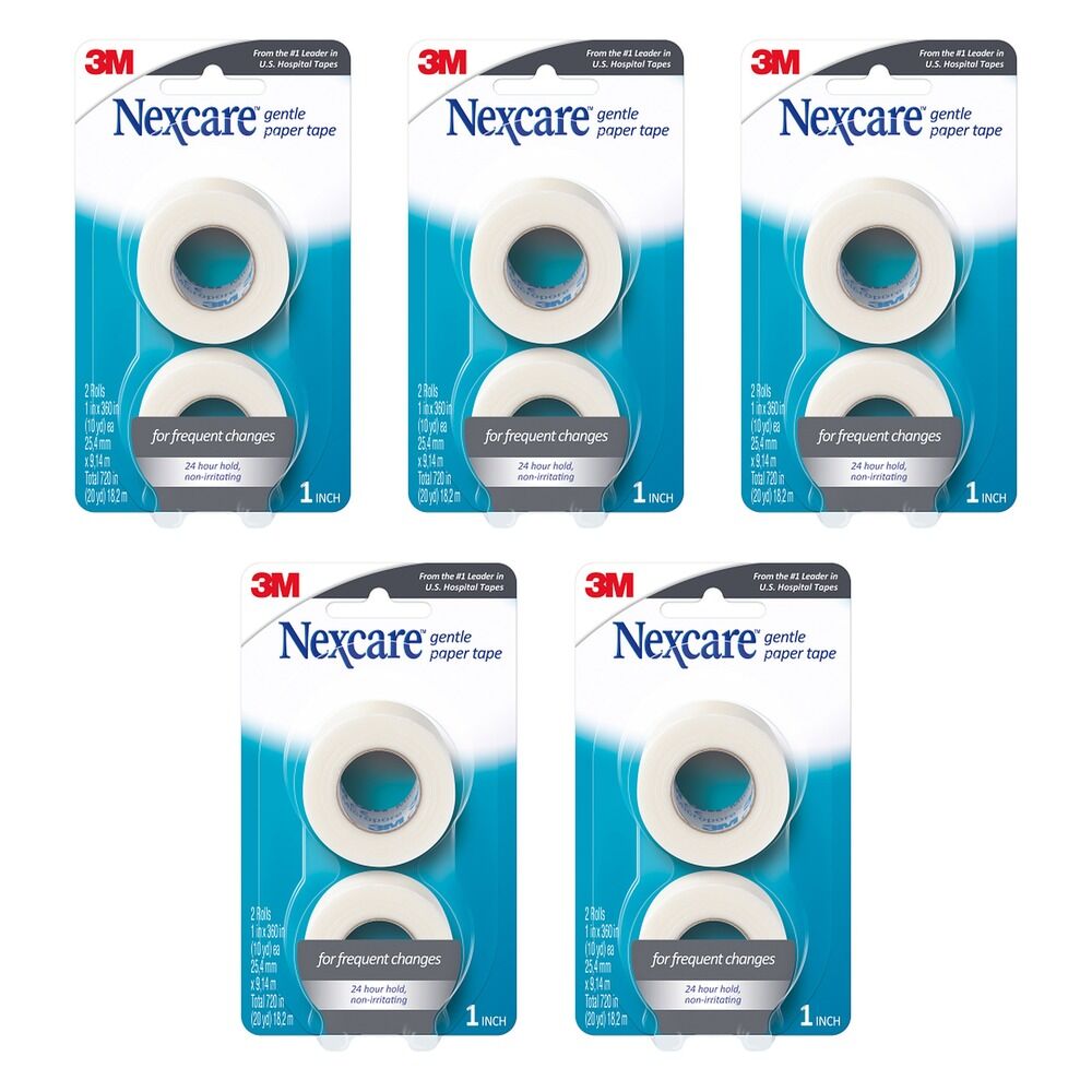 Nexcare Gentle Paper Tape 25.4mm x 9.1m 2 Pack Bundle of 5
