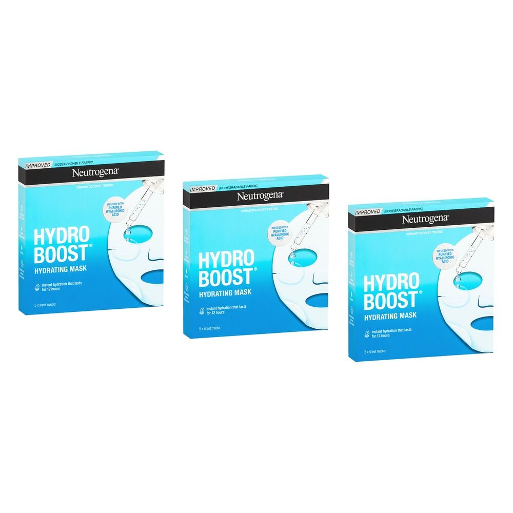 Neutrogena Hydro Boost Hyaluronic Acid Hydrating Face Sheet Mask 5 Bundle of 3
