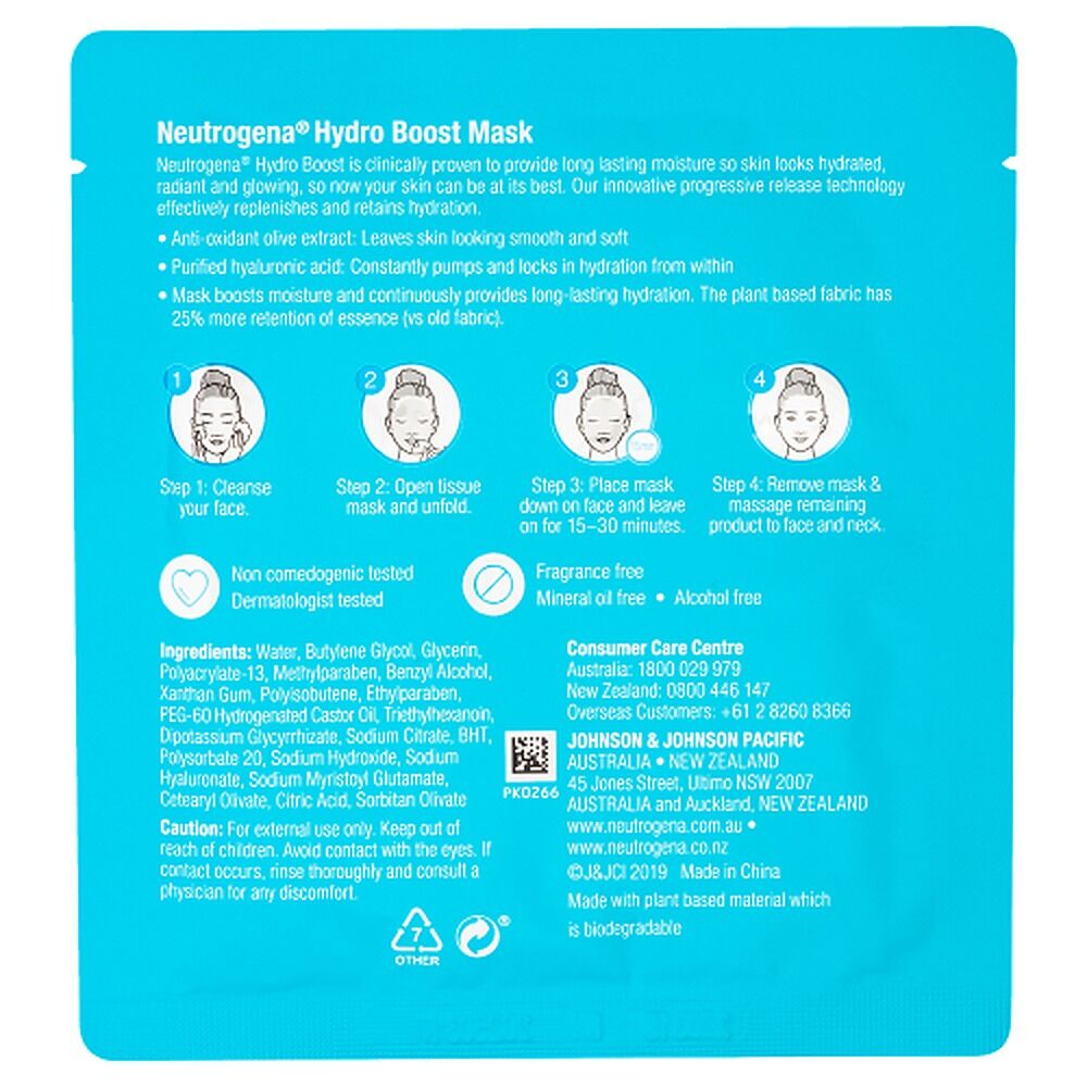 Neutrogena Hydro Boost Hyaluronic Acid Hydrating Face Sheet Mask 5 Pack
