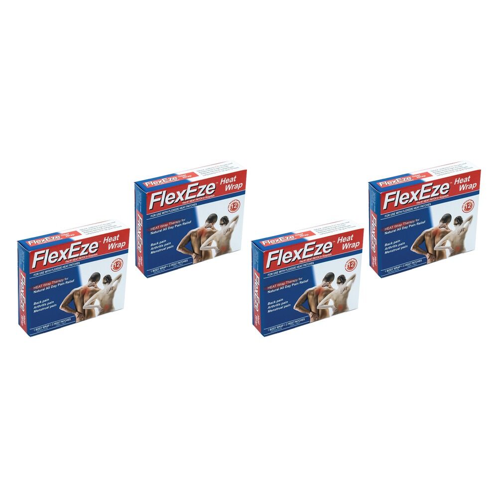 FlexEze Reusable Heat Wrap with 2 Heat Patches Pack of 4