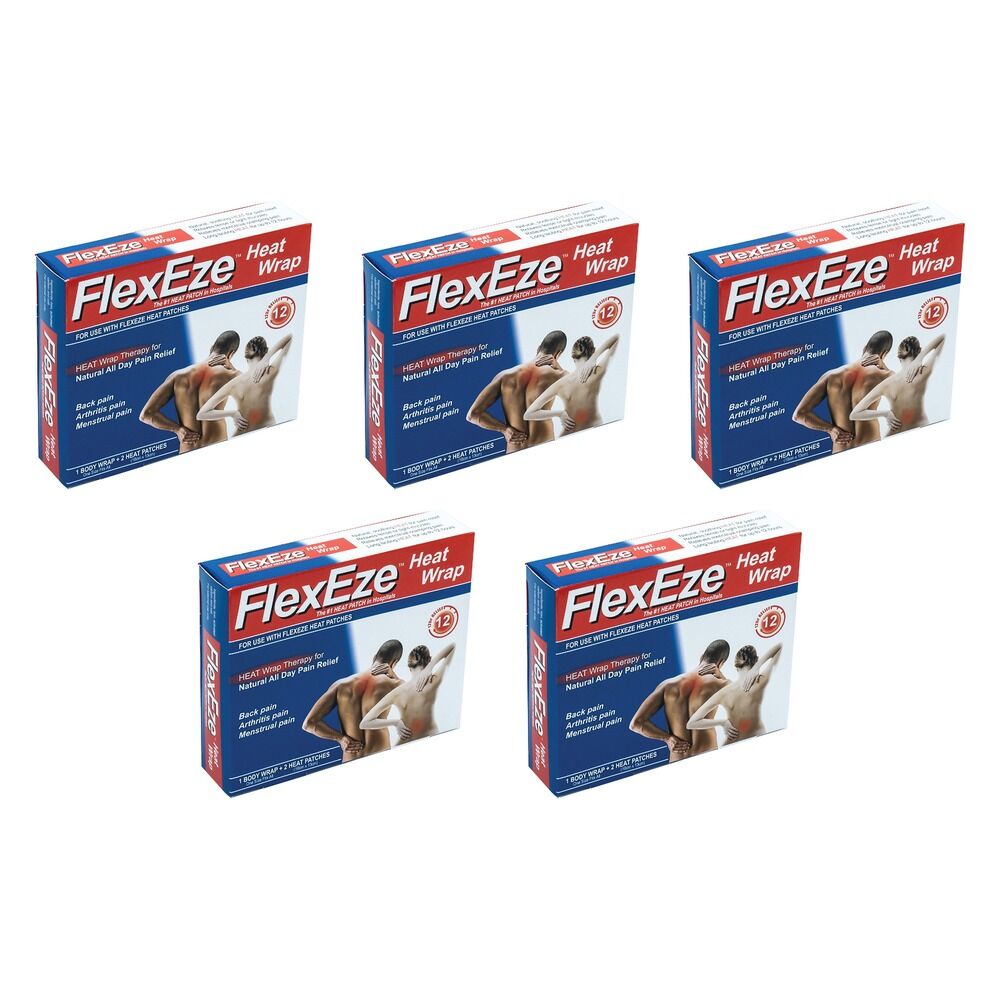 FlexEze Reusable Heat Wrap with 2 Heat Patches Pack of 5