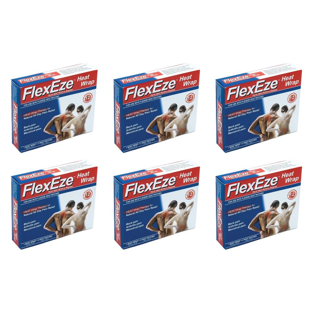FlexEze Reusable Heat Wrap with 2 Heat Patches Pack of 6