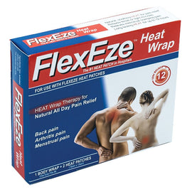 FlexEze Reusable Heat Wrap with 2 Heat Patches
