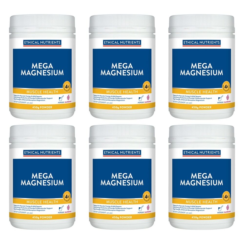 Ethical Nutrients Mega Magnesium Raspberry 450g Pack of 6