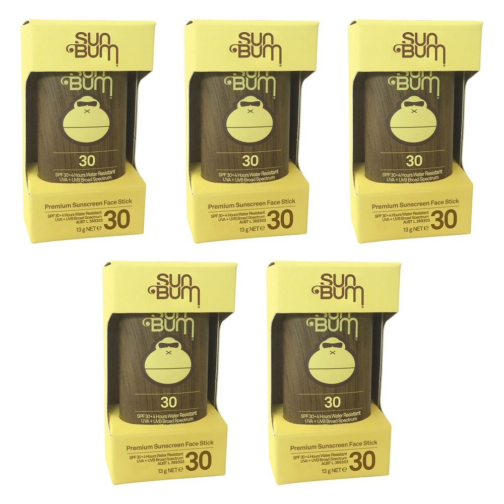 Sun Bum Premium Sunscreen Face Stick SPF 30 13g Pack of 5