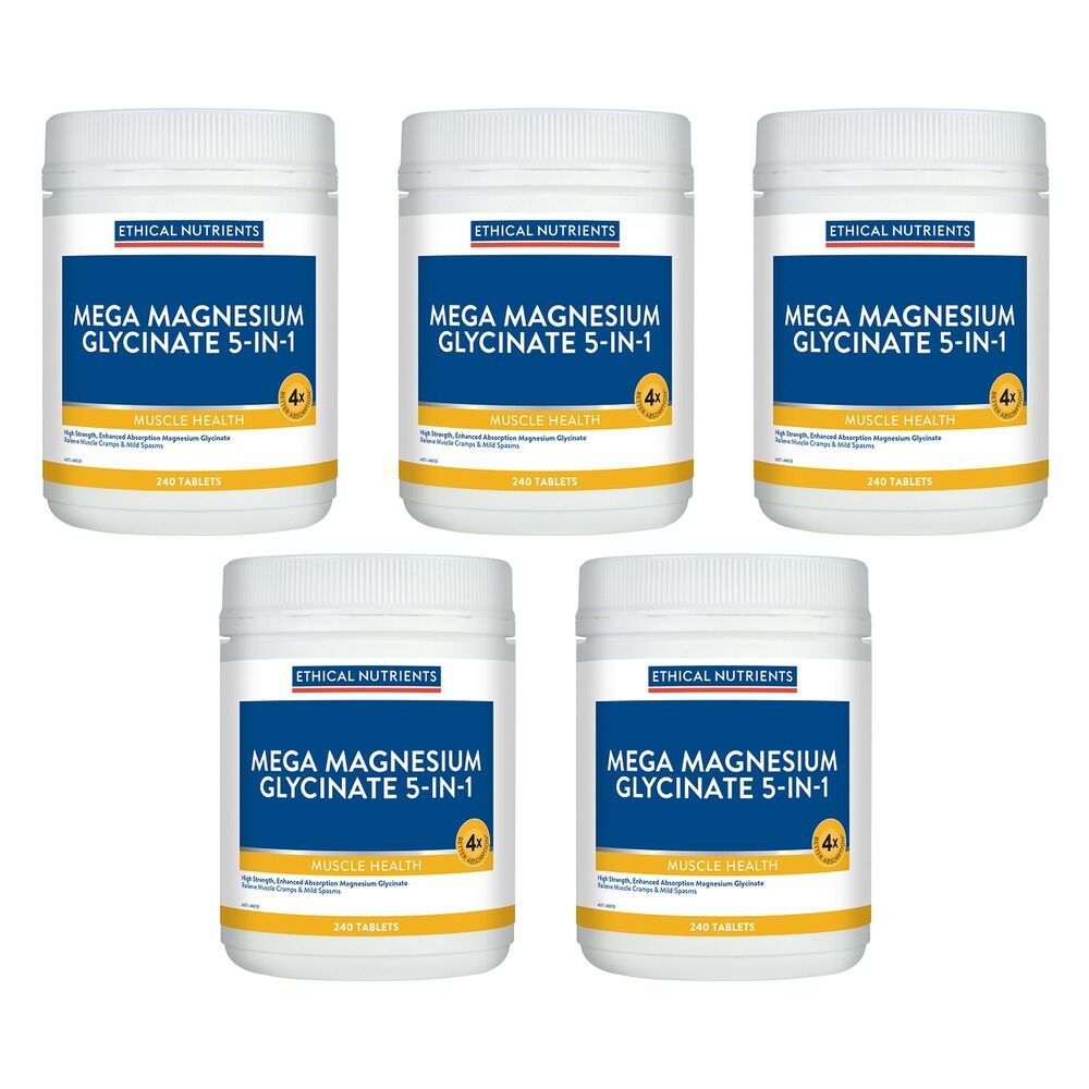 Ethical Nutrients Mega Magnesium Glycinate 5-in-1 240 Tablets Pack of 5