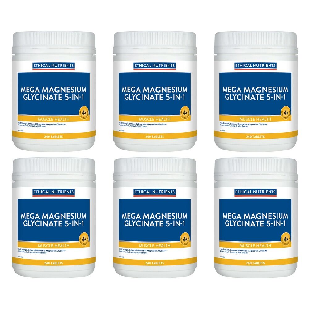 Ethical Nutrients Mega Magnesium Glycinate 5-in-1 240 Tablets Pack of 6