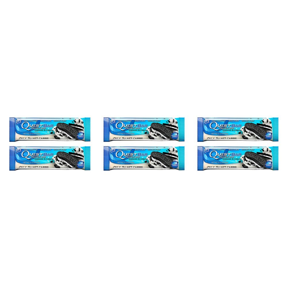Quest Cookies & Cream Protein Bar 60g x 12 Bundle of 6