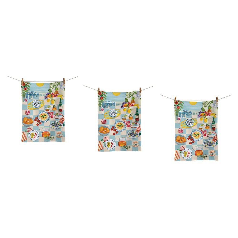 LA LA LAND Tea Towel Coastal Breeze 64cm Pack of 3