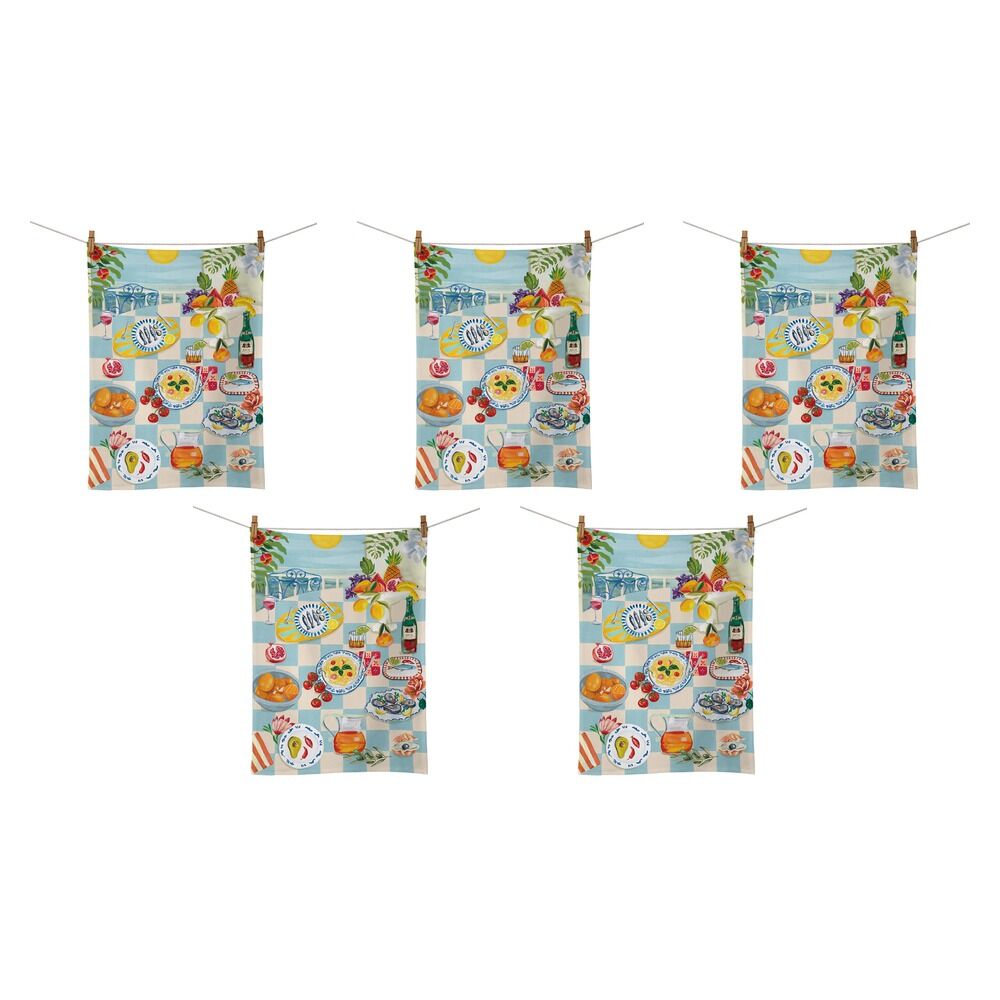 LA LA LAND Tea Towel Coastal Breeze 64cm Pack of 5