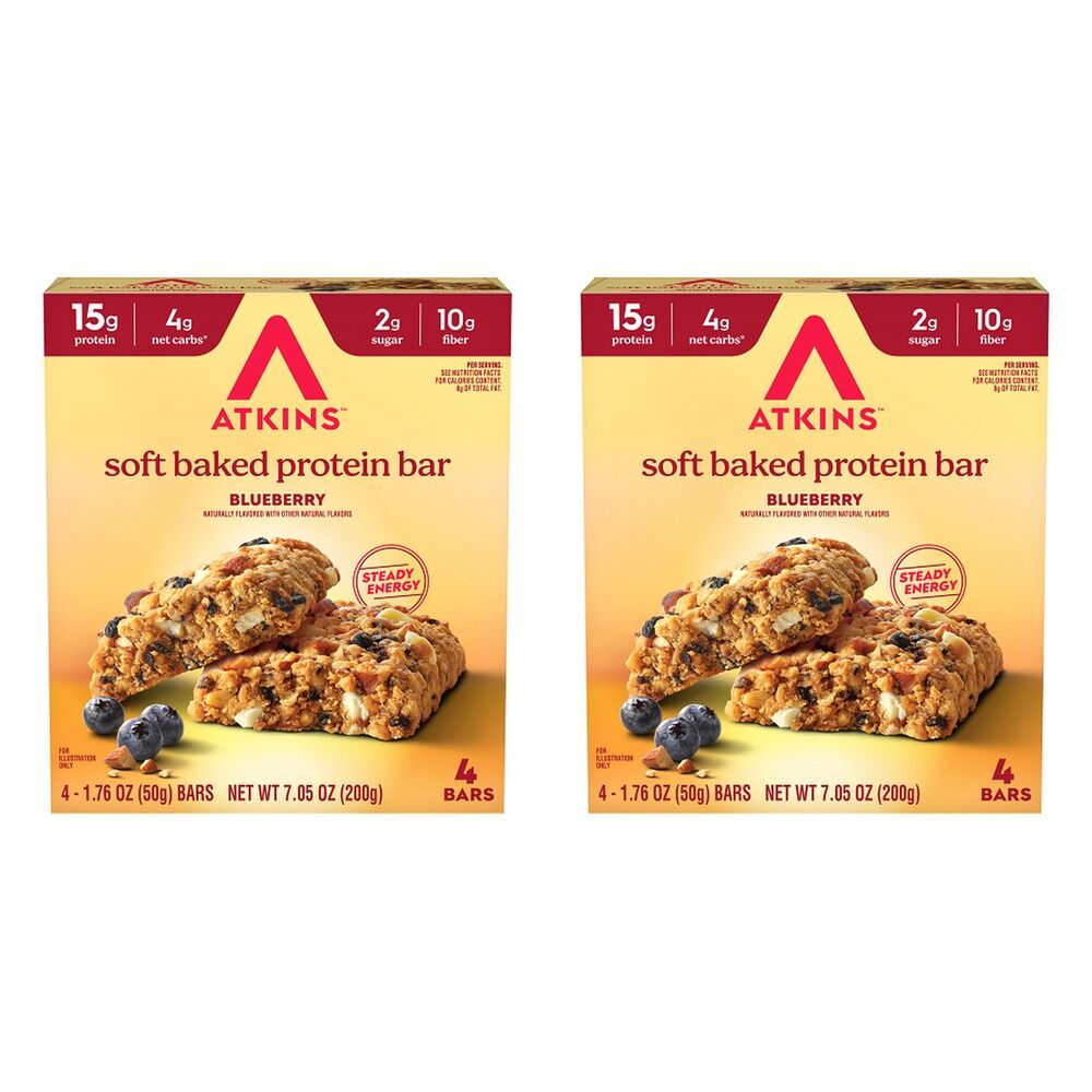 Atkins Soft Baked Bar Blueberry 4 Pack Bundle of 2