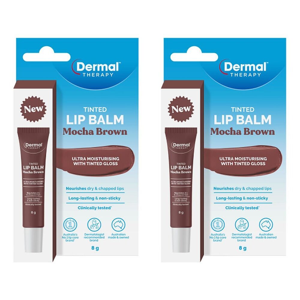 Dermal Therapy Tinted Lip Balm Mocha Brown 8g Pack of 2