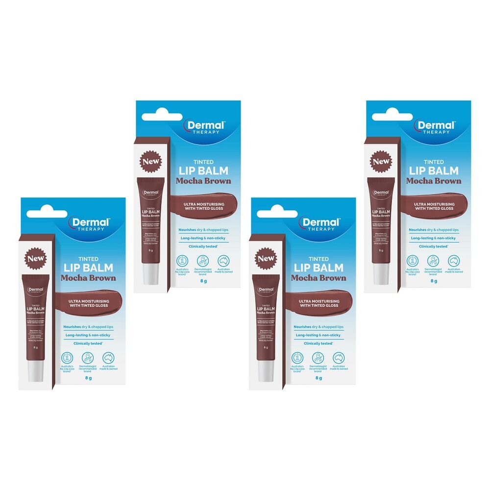Dermal Therapy Tinted Lip Balm Mocha Brown 8g Pack of 4