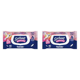 Sorbent Flushable Intimate Wipes 40 Pack Bundle of 2