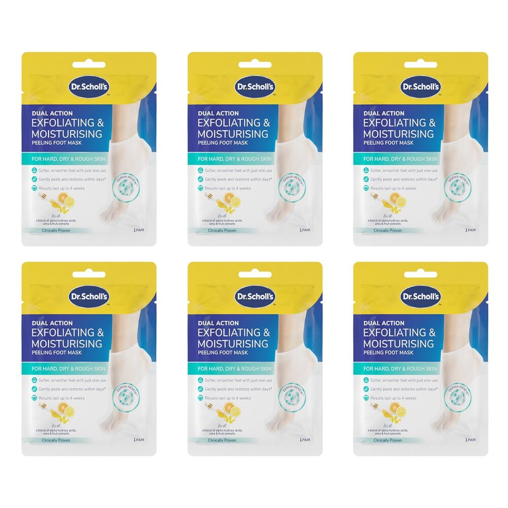Scholl Exfoliating & Moisturising Peeling Foot Mask Pack of 6