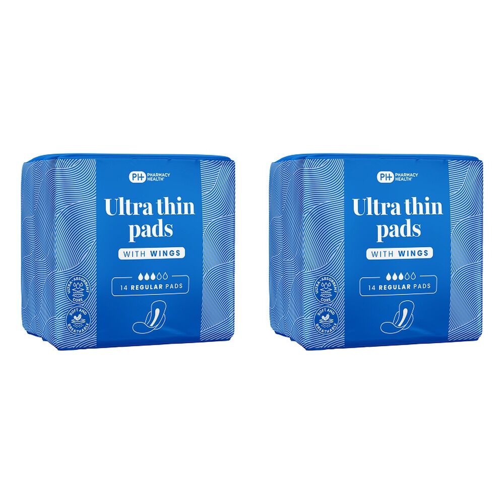 Pharmacy Health Ultra Thin Pads Wings Regular 14 Pack x 12 Bundle of 2