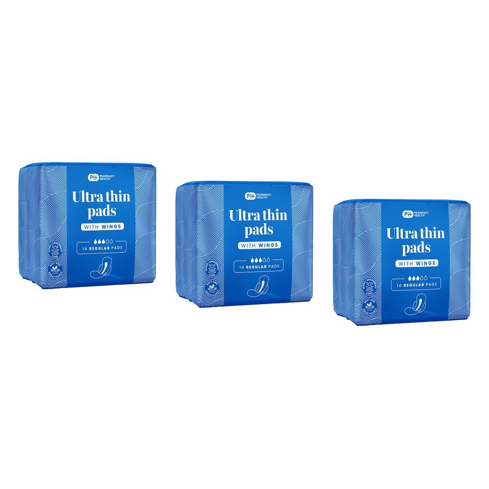 Pharmacy Health Ultra Thin Pads Wings Regular 14 Pack x 12 Bundle of 3
