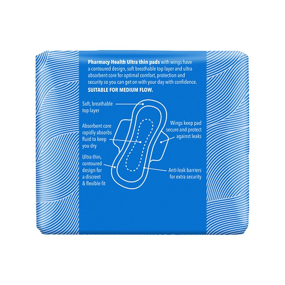 Pharmacy Health Ultra Thin Pads Wings Regular 14 Pack x 12