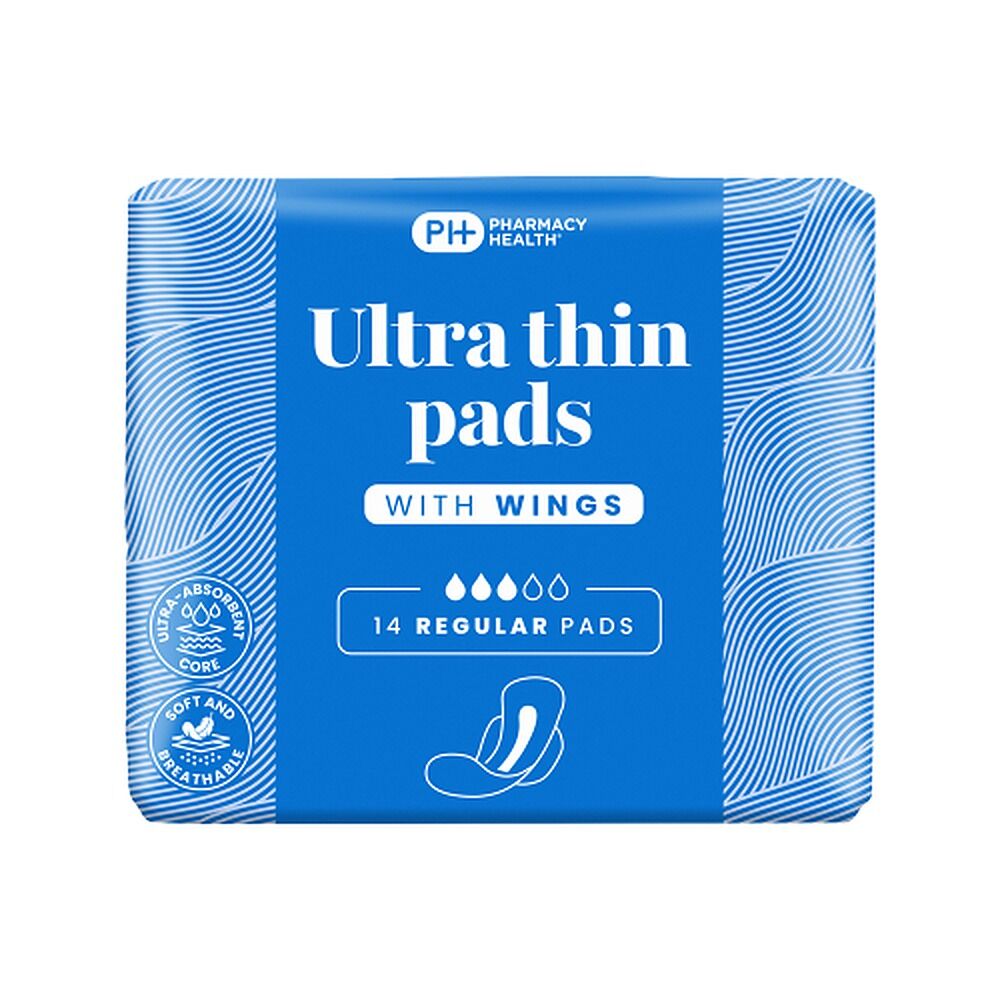 Pharmacy Health Ultra Thin Pads Wings Regular 14 Pack x 12