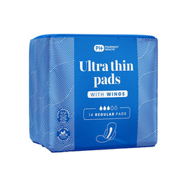 Pharmacy Health Ultra Thin Pads Wings Regular 14 Pack x 12