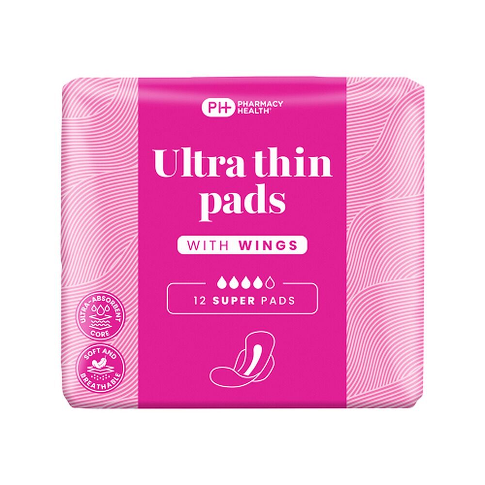Pharmacy Health Ultra Thin Pads Wings Super 12 Pack x 12