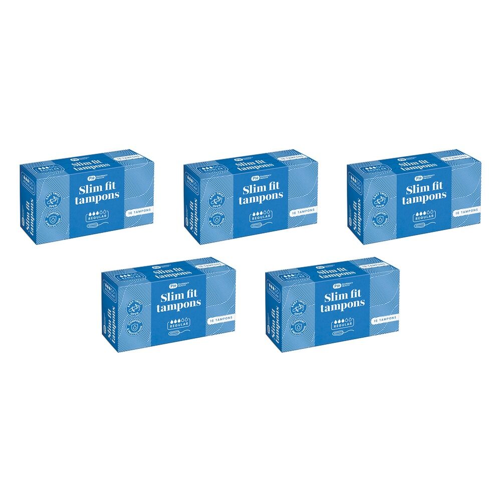Pharmacy Health Slim Fit Tampons Regular 16 Pack x 12 Bundle of 5