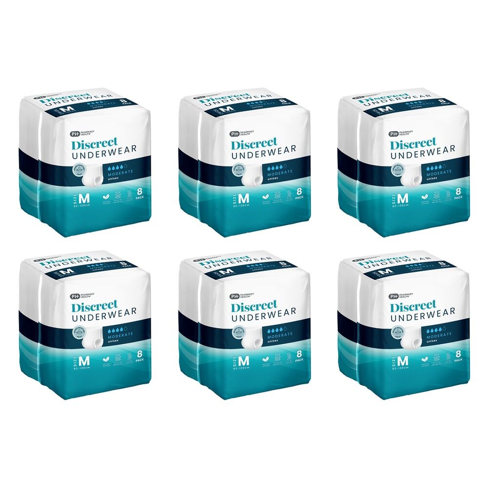 Pharmacy Health Discreet Underwear Medium Moderate 8 Pack x 3 Bundle of 6