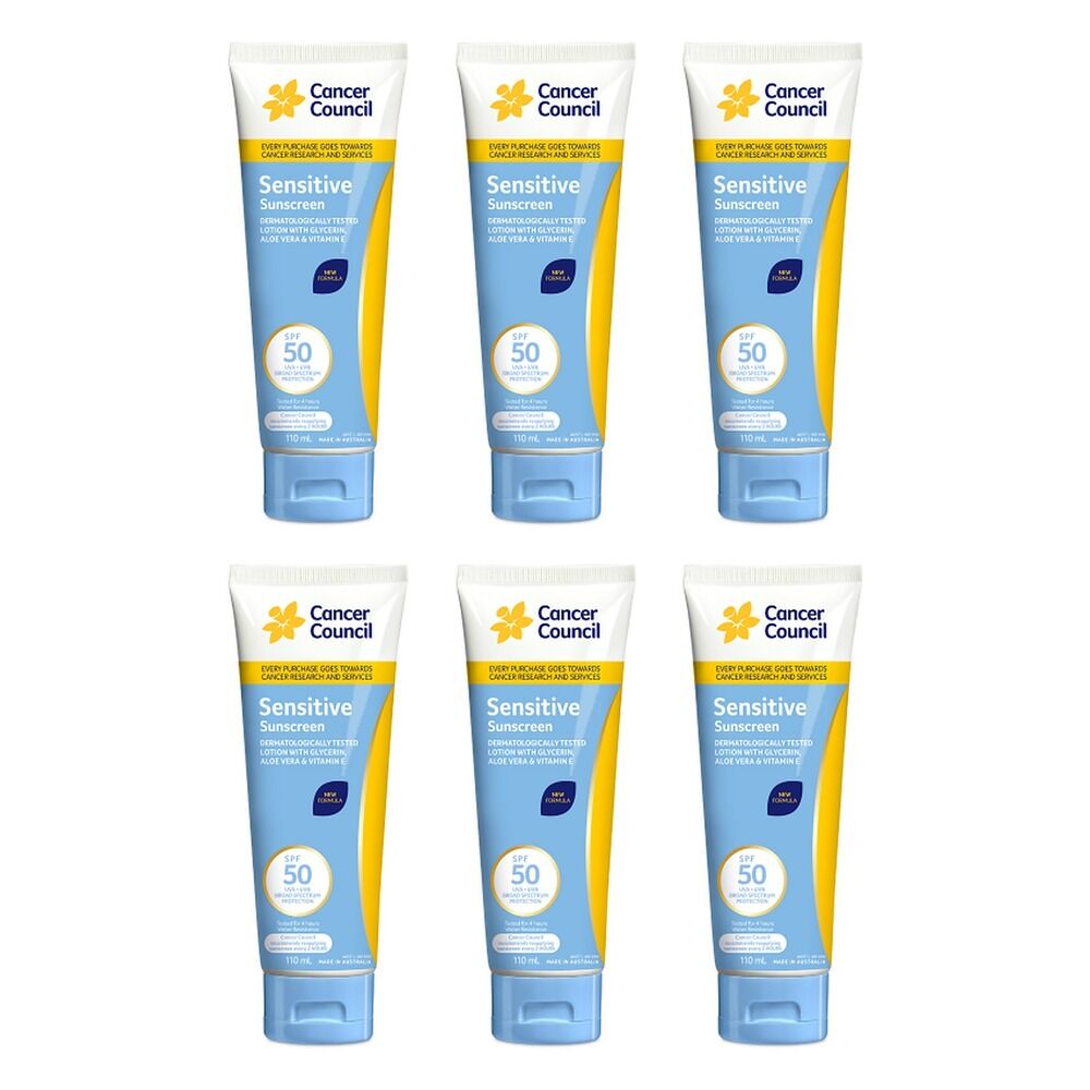 Cancer Council Sensitive Sunscreen SPF 50+ 110mL Pack of 6