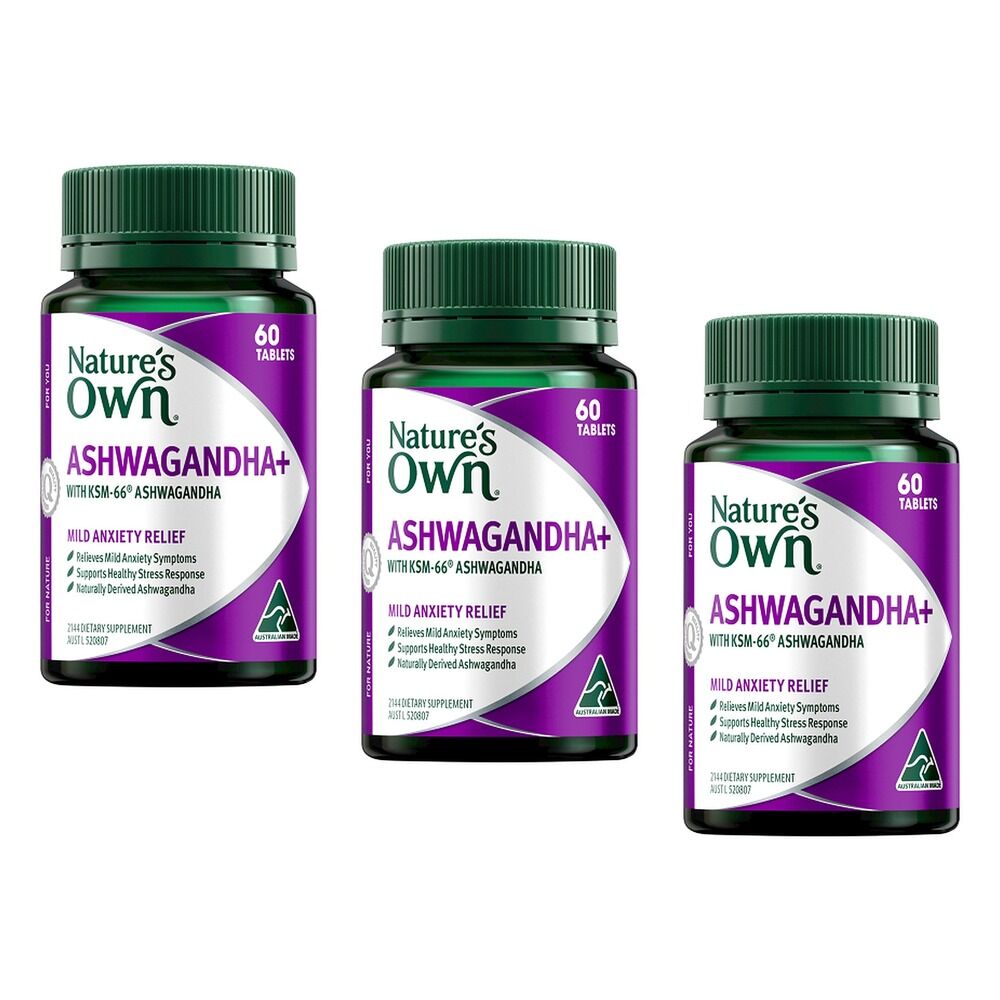 Nature's Own Ashwagandha+ 60 Tablets Pack of 3
